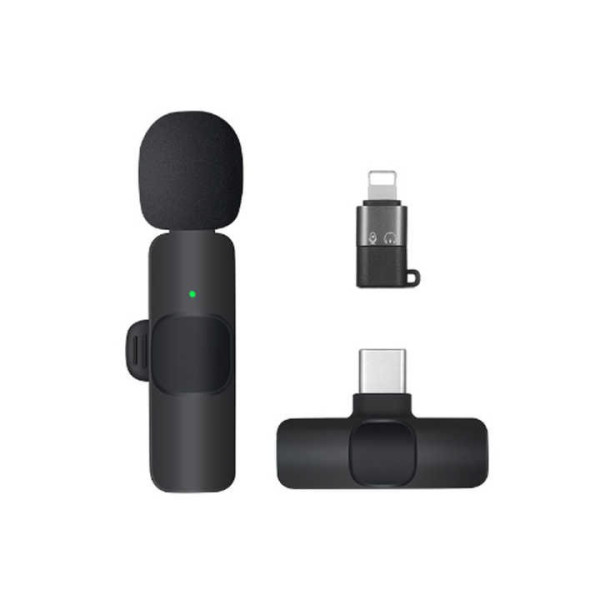 Мікрофон петличний бездротовий з адаптером Lightning Type-C K9 Wireless Lavalier