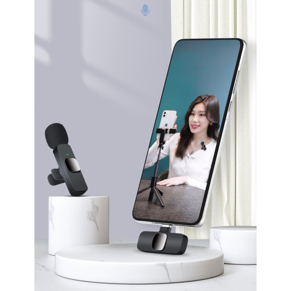 Мікрофон петличний бездротовий з адаптером Lightning Type-C K9 Wireless Lavalier