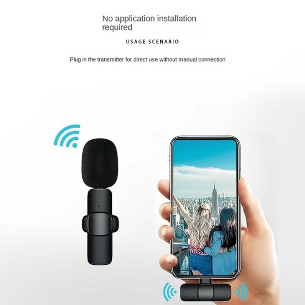 Мікрофон петличний бездротовий з адаптером Lightning K11 Wireless Lavalier чорний