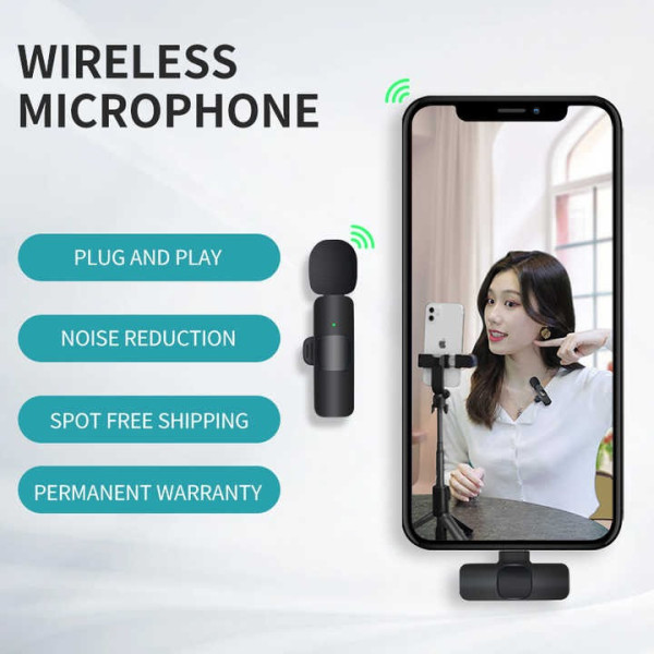 Мікрофон петличний бездротовий з адаптером Lightning K11 Wireless Lavalier чорний