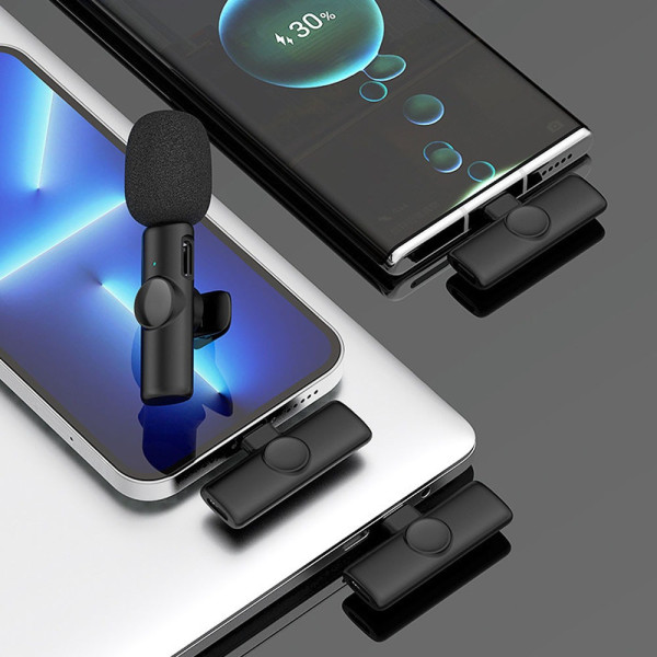 Мікрофон петличний бездротовий з адаптером Lightning K11 Wireless Lavalier чорний