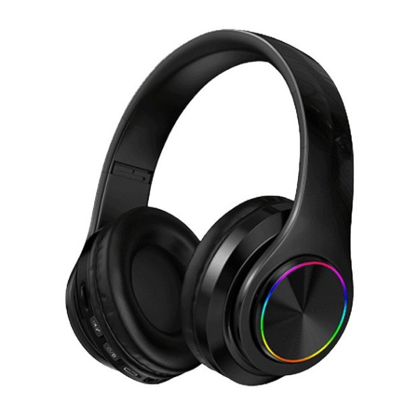 Наушники Bluetooth B39 с RGB подсветкой и встроенным микрофоном, гарнитура черно-белая