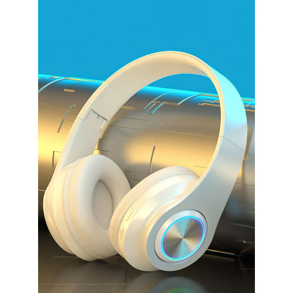 Наушники Bluetooth B39 с RGB подсветкой и встроенным микрофоном, гарнитура черно-белая