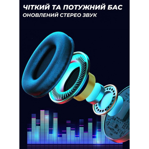 Наушники Bluetooth B39 с RGB подсветкой и встроенным микрофоном, гарнитура черно-белая