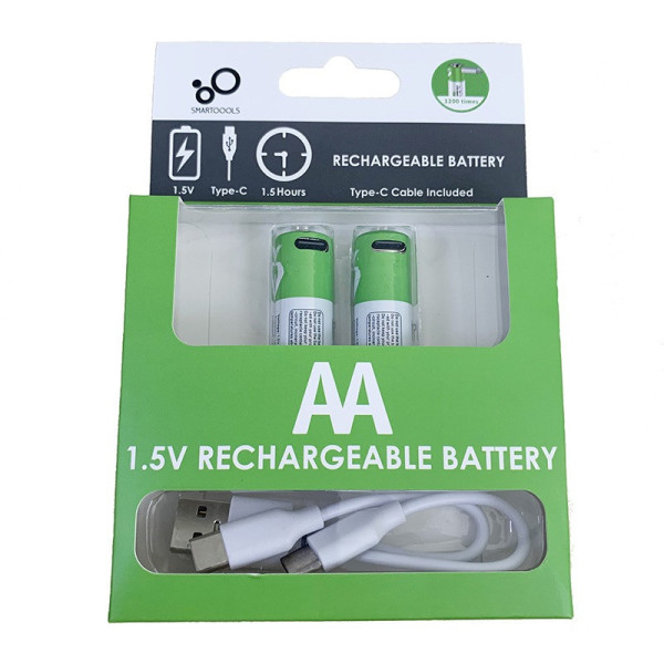 Батарейки комплект AA USB Type-C 2 шт 1.5 В 2600 мВт