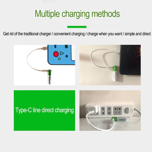 Батарейки комплект AA USB Type-C 2 шт 1.5 В 2600 мВт
