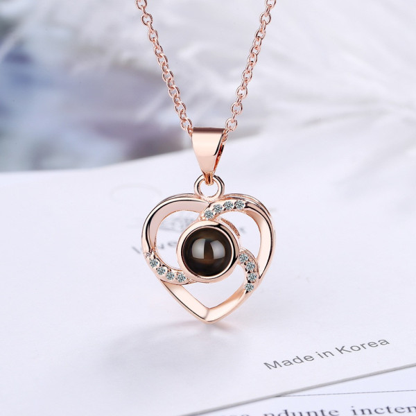 Ожерелье женское Heart с сердечным кулоном и проекцией "Я тебя люблю"