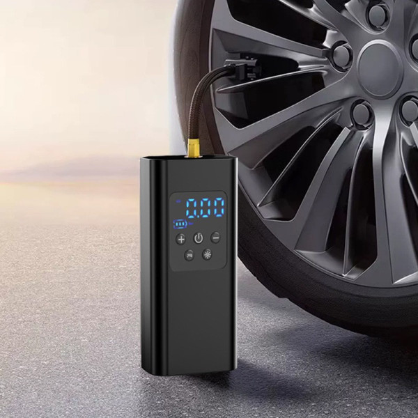 Компрессор портативный автомобильный аккумуляторный с USB и LED дисплеем 6000 мАч