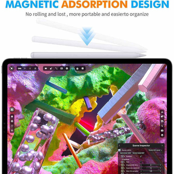 Стилус активный магнитный для IOS с LED дисплеем Белый