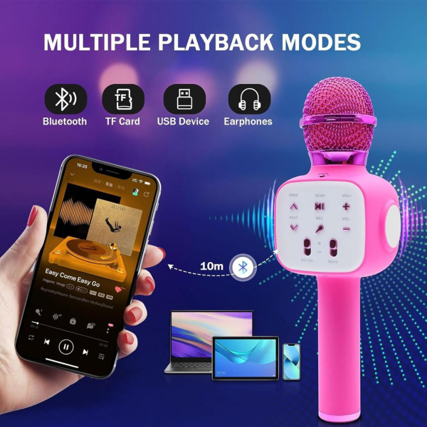 Микрофон Bluetooth Q8 караоке беспроводной детский в четырех цветах