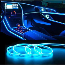 Подсветка неоновая гибкая для авто салона 5 м USB голубая холодная