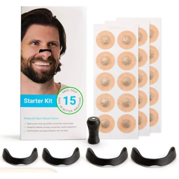 Расширитель носовой магнитный силиконовый против храпа Nasal Dilator черный 15 пар