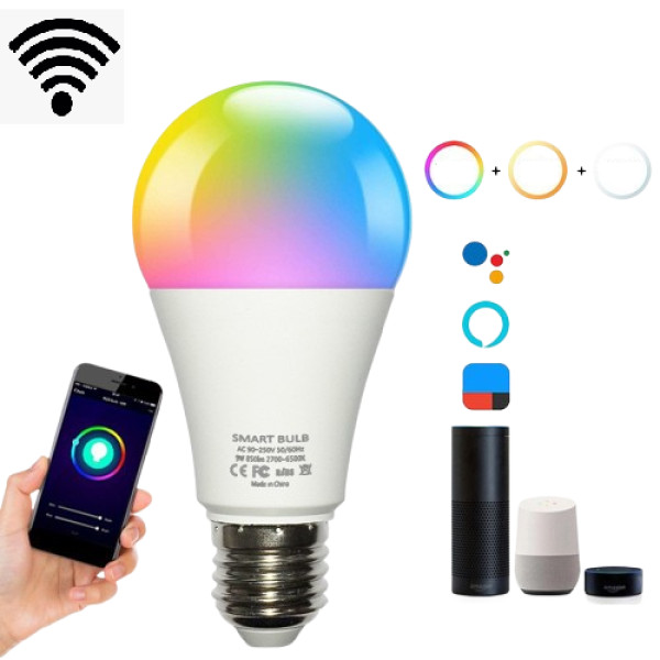 Лампа LED Wi-Fi Bluetooth 9 Вт, 16 млн цветов, управление через Tuya