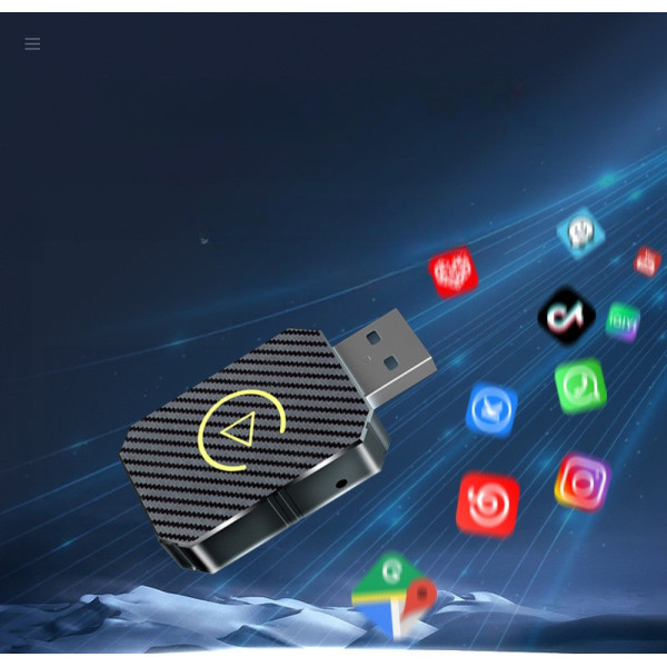Беспроводной автомобильный адаптер USB Bluetooth для CarPlay и Android Auto черный