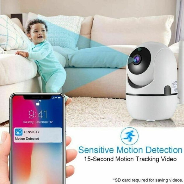Камера видеонаблюдения CAMERA Wifi QC011 Белая, Беспроводная Поворотная Видеоняня с ИК-подсветкой