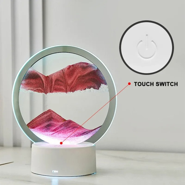 Настольная лампа-ночник Песочные часы с RGB подсветкой и 3D эффектом / Светильник с сенсорным управлением