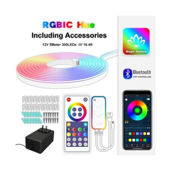 Умная неоновая светодиодная лента Wi-Fi Gosund RTS0046 5 м RGB с пультом и управлением через приложение