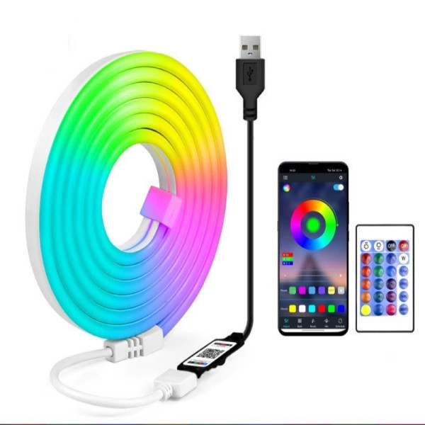 Умная неоновая светодиодная лента Wi-Fi Gosund RTS0046 5 м RGB с пультом и управлением через приложение