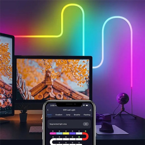 Умная неоновая светодиодная лента Wi-Fi Gosund RTS0046 5 м RGB с пультом и управлением через приложение