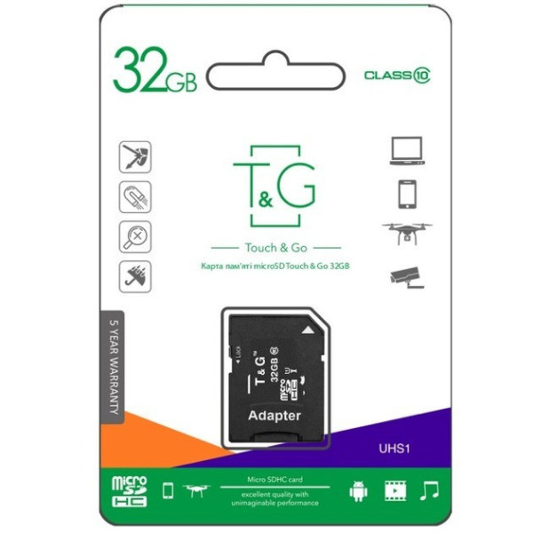 Карта памяти TG 32GB Class 10 (UHS-1) с адаптером SD MicroSDHC