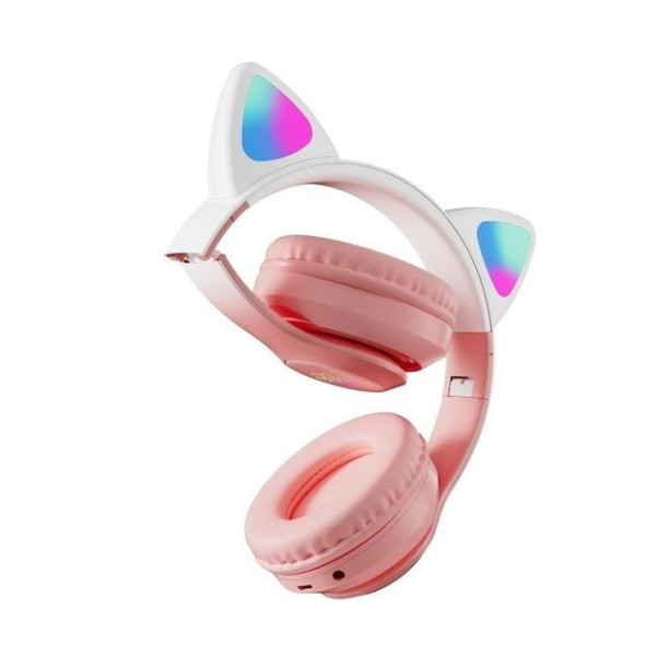 Детские наушники STN-28 PRO с ушками и LED-подсветкой Bluetooth 5.3 складные microSD