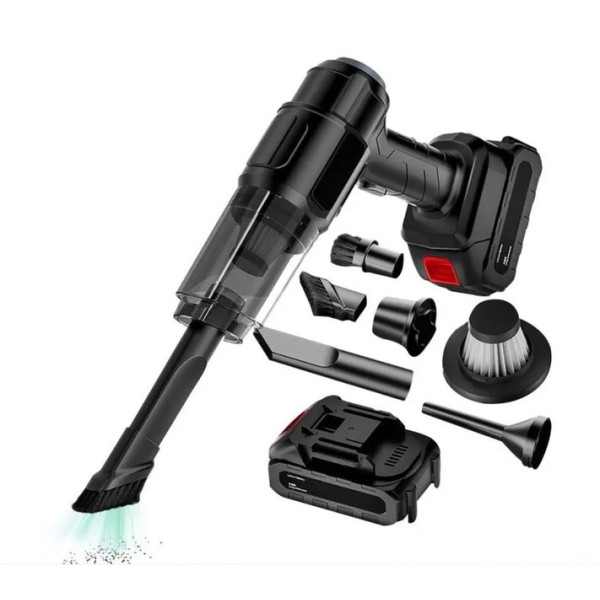 Портативний акумуляторний автомобільний пилосос Vacuum Cleaner 9997 із 6 насадками та HEPA фільтром