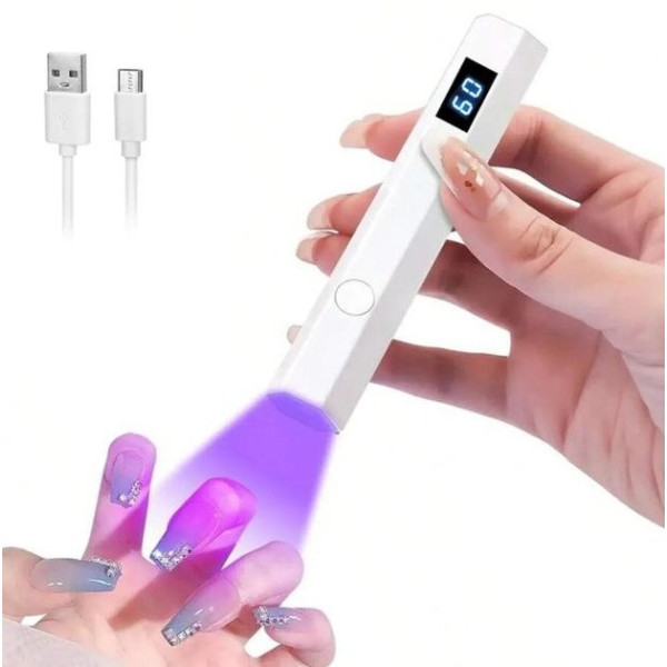 USB УФ-лампа-фонарик для сушки ногтей, аккумуляторная, 3W, с таймером и дисплеем