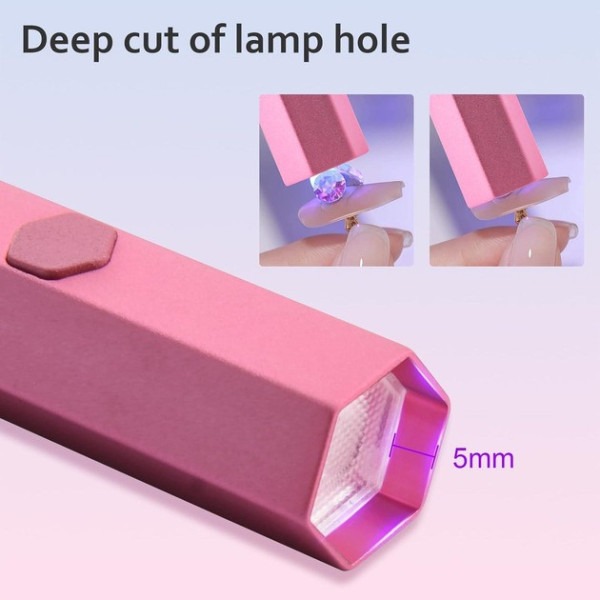 USB УФ-лампа-фонарик для сушки ногтей, аккумуляторная, 3W, с таймером и дисплеем
