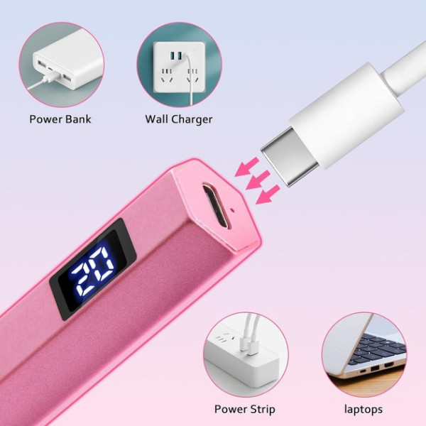 USB УФ-лампа-фонарик для сушки ногтей, аккумуляторная, 3W, с таймером и дисплеем