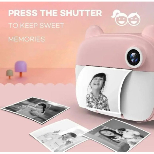 Детский фотоаппарат мгновенной печати Q9, Bluetooth, 48 Мп, розовый/голубой