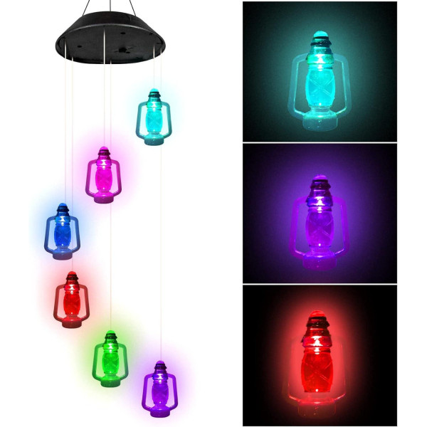 Подвесная солнечная садовая лампа Музыка ветра, 6 LED фонариков, разноцветная подсветка