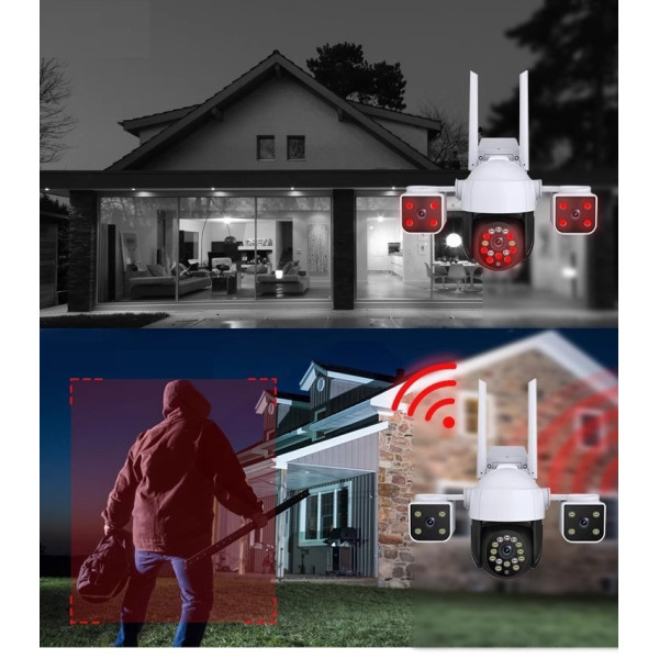 Уличная 4G камера с 3 линзами, Wi-Fi/LAN, ночное видение, 2+2+2 Мп