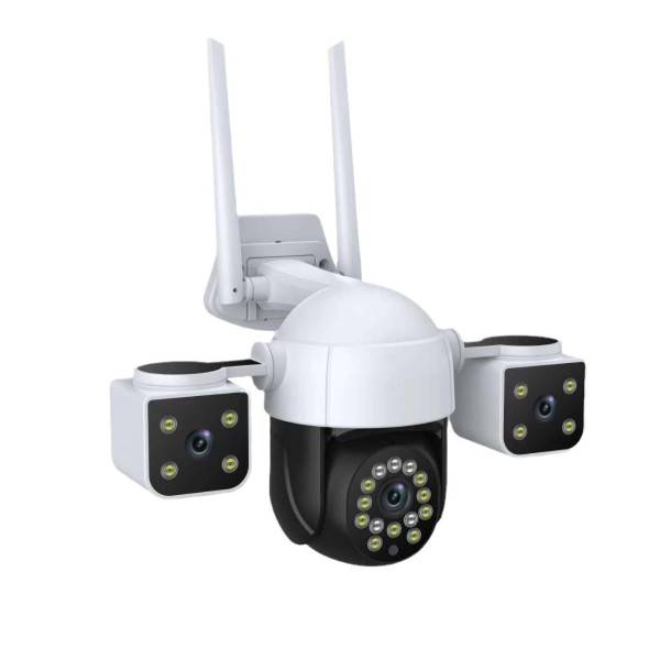 Уличная 4G камера с 3 линзами, Wi-Fi/LAN, ночное видение, 2+2+2 Мп