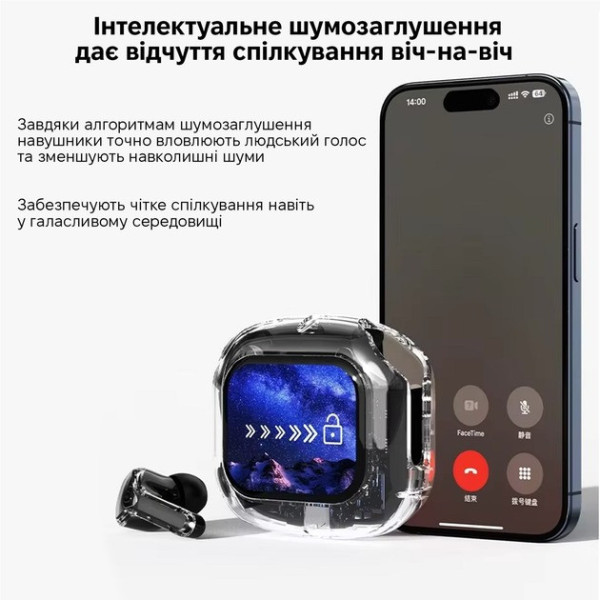 Беспроводные наушники Inspire Air MAX прозрачный кейс LCD сенсорное управление Bluetooth 5.0