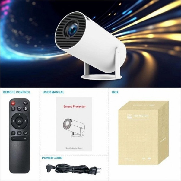 Смарт-проектор Android 11, Wi-Fi/Bluetooth, LED, 100", 1080p, HDMI/USB
