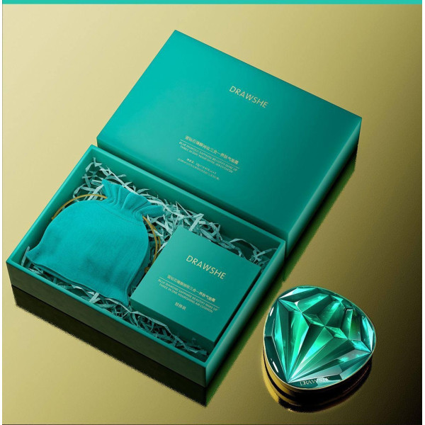 Трехцветный тональный кушон Drawshe Emerald Crystal Glow, сменный блок, увлажнение, 24 г
