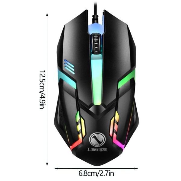 Игровая проводная мышка X3 с LED-подсветкой 1200 DPI USB черная