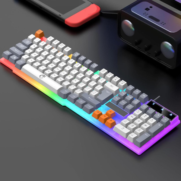 Проводная мембранная клавиатура Raiku K26 с подсветкой, 104 клавиши, USB, игровая, эргономичная, черная