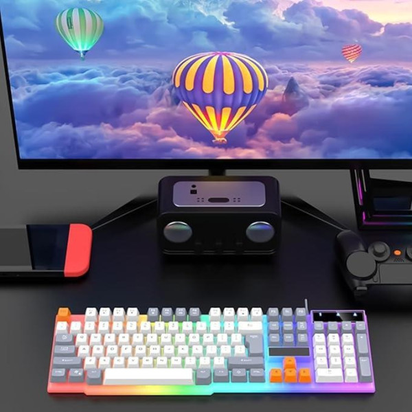 Проводная мембранная клавиатура Raiku K26 с подсветкой, 104 клавиши, USB, игровая, эргономичная, черная