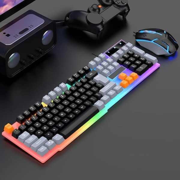 Проводная мембранная клавиатура Raiku K26 с подсветкой, 104 клавиши, USB, игровая, эргономичная, черная