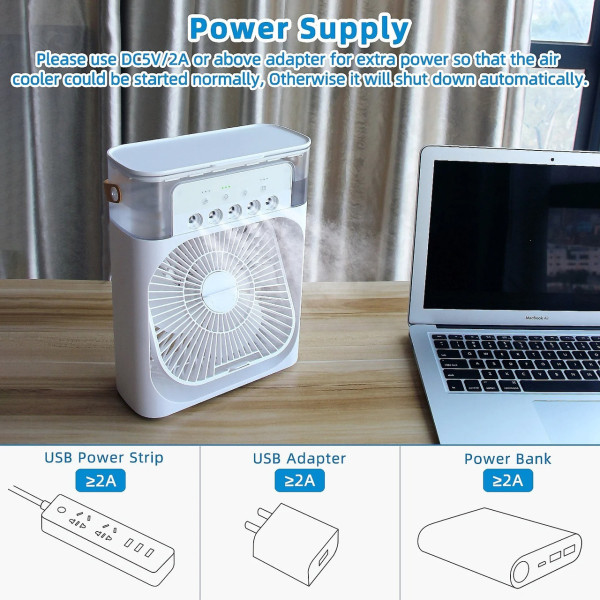 Мини кондиционер-увлажнитель AIR COOLER FAN 4-в-1, резервуар 600 мл, LED подсветка