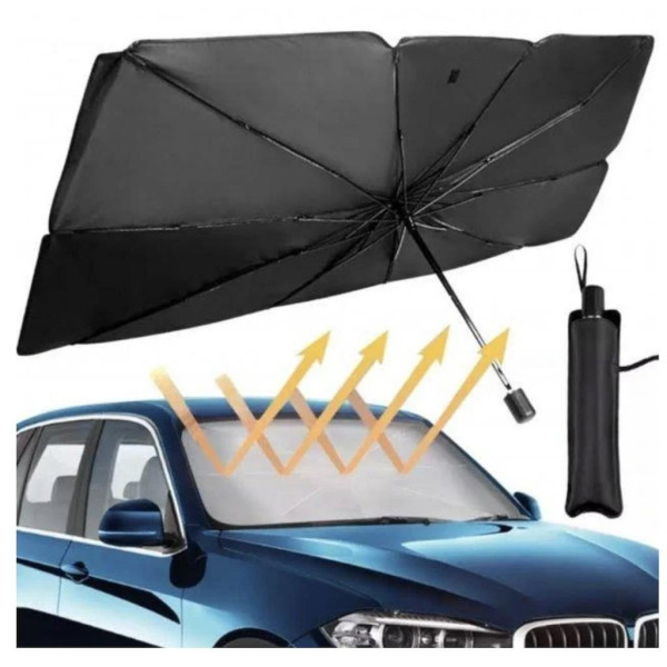 Солнцезащитный автозонт Car Umbrella 140×78 см, черный, складной