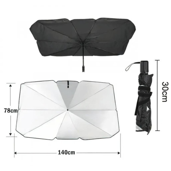 Солнцезащитный автозонт Car Umbrella 140×78 см, черный, складной