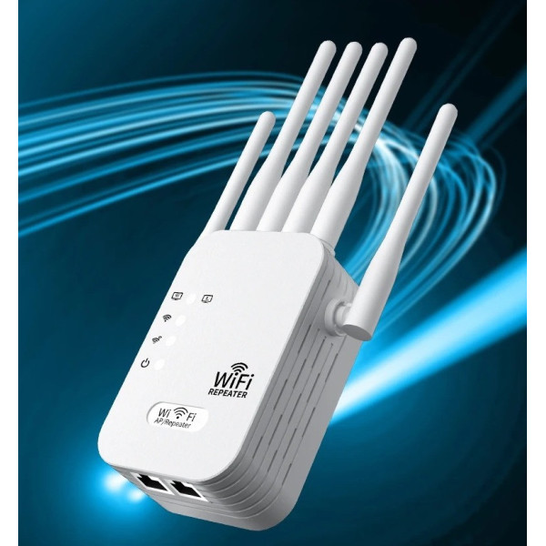 Двухдиапазонный Wi-Fi репитер 2.4/5 ГГц 1200 Мбит/с, 6 антенн, RJ45, режим повторителя