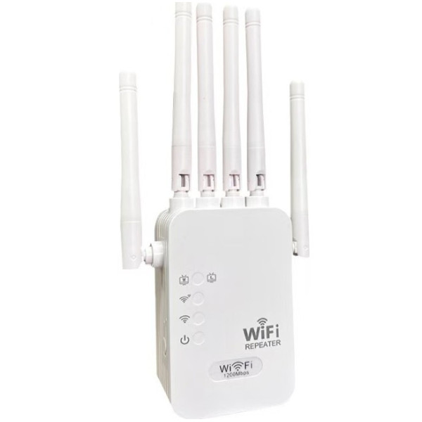 Двухдиапазонный Wi-Fi репитер 2.4/5 ГГц 1200 Мбит/с, 6 антенн, RJ45, режим повторителя