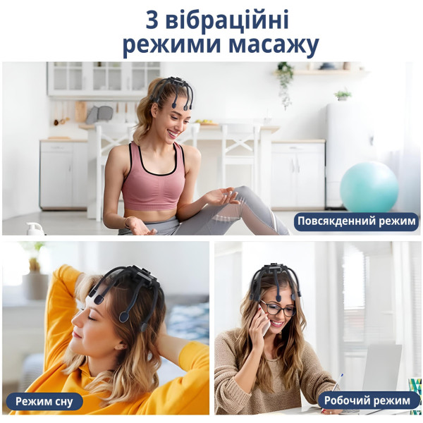 Електромасажер «Вісьминіг» для голови, вібрація 3 режими, акумулятор 1000 мА·год