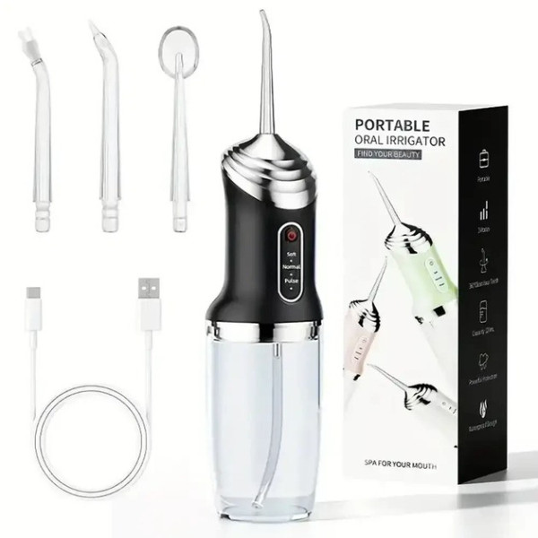 Портативный ирригатор A12, 3 режима, 4 насадки, 230 мл, USB и аккумулятор