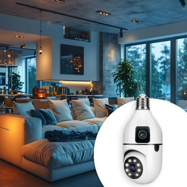 Двойная Wi-Fi камера E27 Sq02 с датчиком движения, ночным видением, двусторонней связью