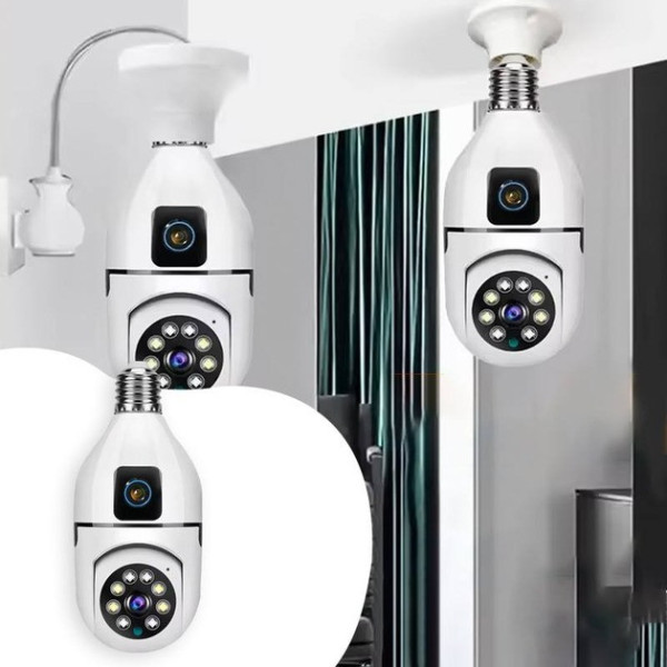 Двойная Wi-Fi камера E27 Sq02 с датчиком движения, ночным видением, двусторонней связью