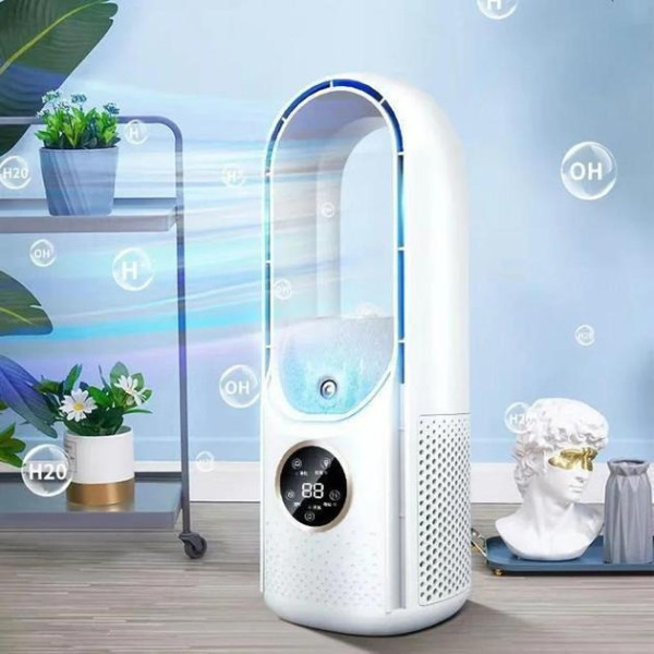Безлопастной вентилятор Air Multiplier, увлажнение, подсветка, 6 скоростей, USB, белый